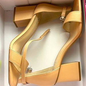 Brand new Vince Camuto open toe heel Biscuit tone. Soft Napa silk leather
